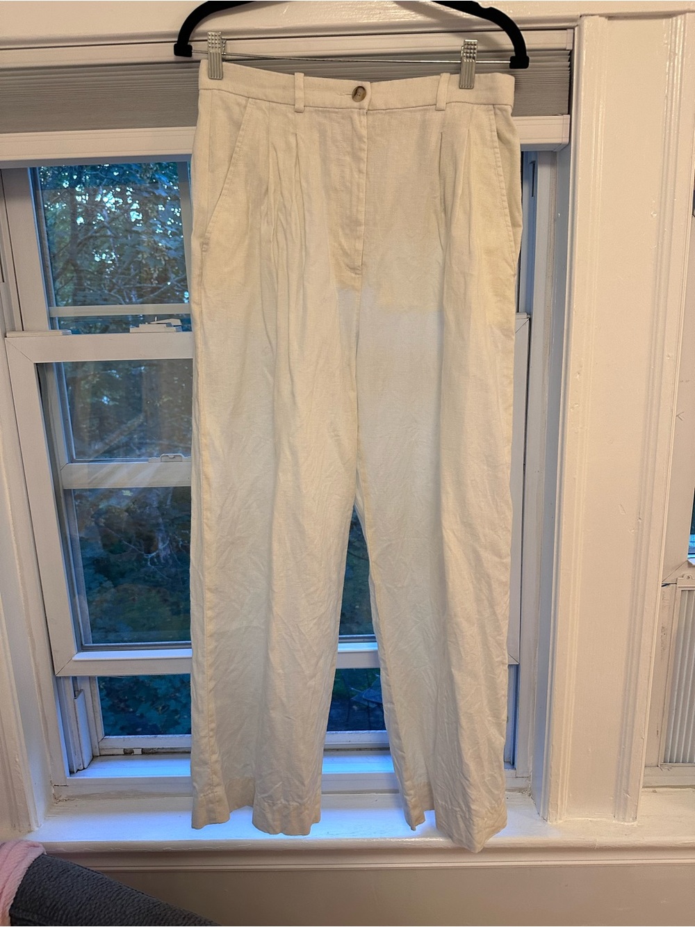 Banana Republic 100% Linen White Wide Leg Pants